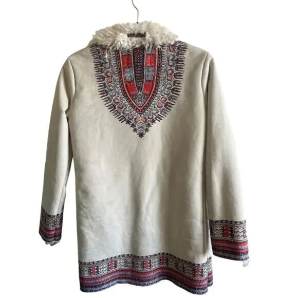 Billabong Zippora Jacket Size M Penny Lane Coat Shearling Trim Boho 70s Style - Picture 4 of 4